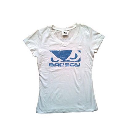 Bad Boy Ladies V Neck Tee Branco-Azul