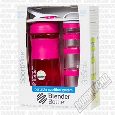 BlenderBottle Combo Sportmixer 820ml & GoStak 4 Pack Rosa