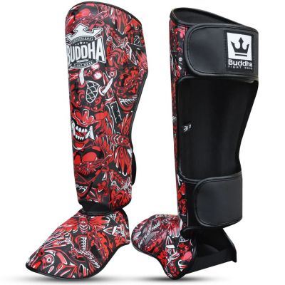 Buddha Espinilleras Muay Thai Kick Boxing Demon Vermelho