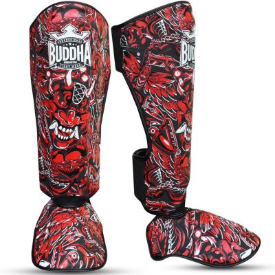 Buddha Espinilleras Muay Thai Kick Boxing Demon Rojo