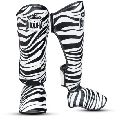 Buddha Espinilleras Muay Thai Kick Boxing Zebra Fekete-Fehèr