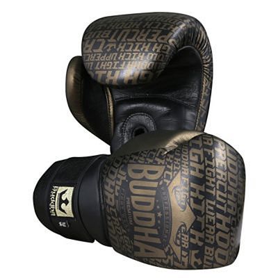 Buddha Golden Premium Leather Boxing Gloves Svart-Gold