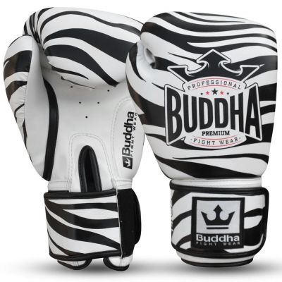 Buddha Guantes De Boxeo Muay Thai Kick Boxing Fantasy Zebra Special Edition Negro-Blanco