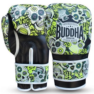 Buddha Guantes De Boxeo Muay Thai Kick Boxing Mexican White-Yellow