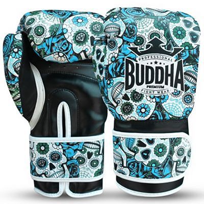 Buddha Guantes De Boxeo Muay Thai Kick Boxing Mexican Blanc-Bleu