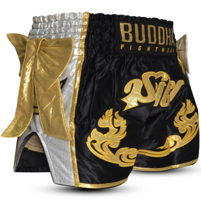 Buddha Infinity Traditional Muay Thai Shorts Svart-Gold