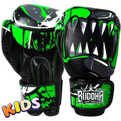 Buddha Kids Boxing Gloves Jaws Preto-Verde