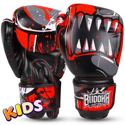 Buddha Kids Boxing Gloves Jaws Preto-Vermelho