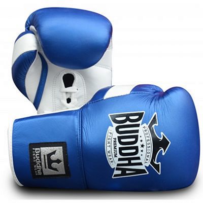 Buddha Leather Boxing Gloves Laces Blue