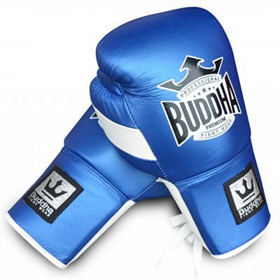 Buddha Leather Boxing Gloves Laces Blau