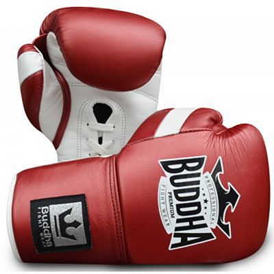 Buddha Leather Boxing Gloves Laces Red