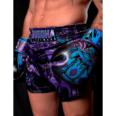Buddha Luzbel Muay Thai Shorts Lila-Blå