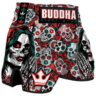 Buddha Pantalon Muay Thai Kick Boxing European Black Mexican Style Red