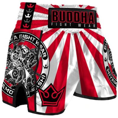 Buddha Pantalon Muay Thai Kick Boxing European Musashi Weiß-Rot