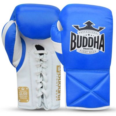 Buddha Professional Leather Boxing Gloves Blau