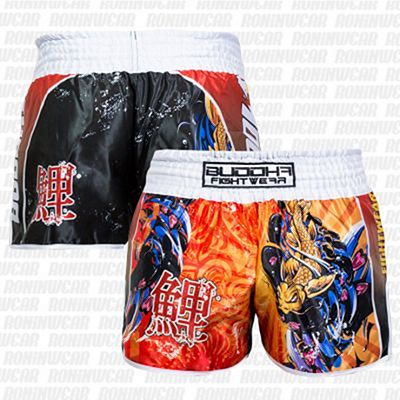 Buddha Retro Koi Shorts Naranja-Negro