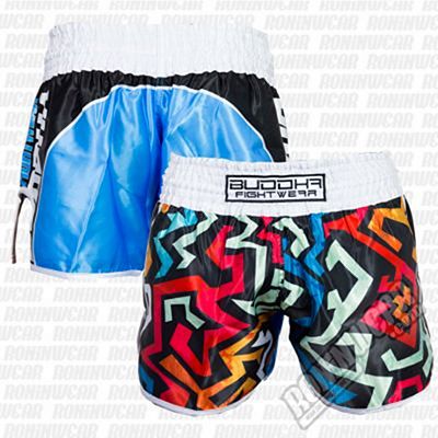 Buddha Retro Pacman Muay Thai Shorts Blanco