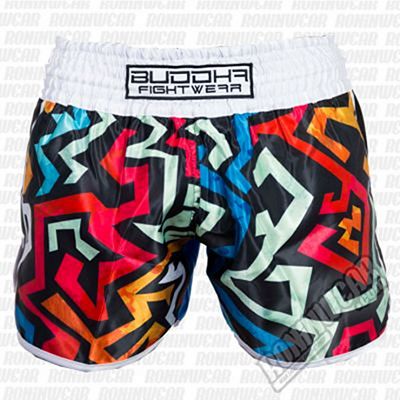 Buddha Retro Pacman Muay Thai Shorts White