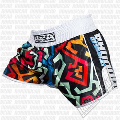 Buddha Retro Pacman Muay Thai Shorts Bianco