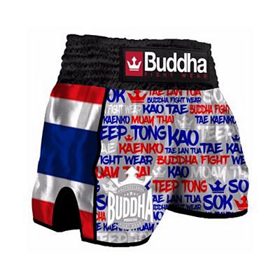 Buddha Retro Thailand Muay Thai Shorts Gris-Rouge