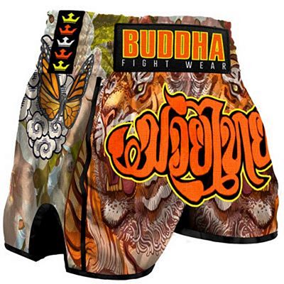 Buddha Retro Tiger Muay Thai Shorts Naranja