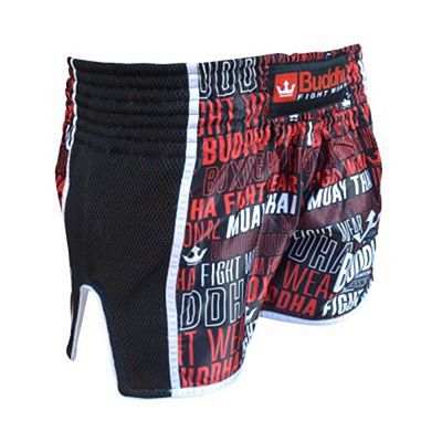 Buddha Retro Top Premium Muay Thai Shorts Svart-Röd