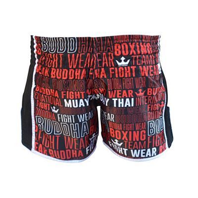 Buddha Retro Top Premium Muay Thai Shorts Svart-Röd