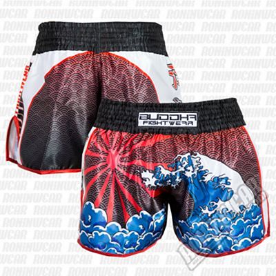 Buddha Retro Tsunami Muay Thai Shorts Noir