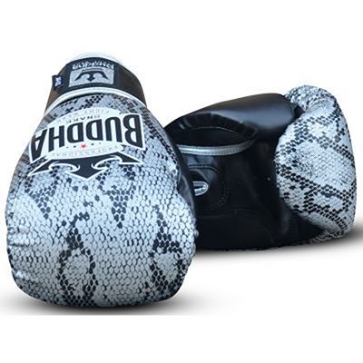 Buddha Snake Boxing Gloves Plata-Negro