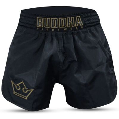 Buddha Tradicional Muay Thai Short Old School Nylon Nero-Oro