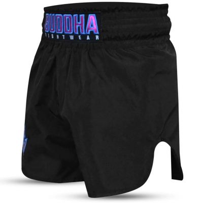 Buddha Tradicional Muay Thai Short Old School Nylon Schwarz-Lila