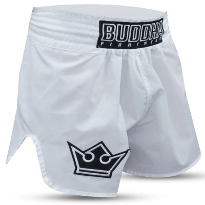 Buddha Tradicional Muay Thai Short Old School Nylon Fehèr