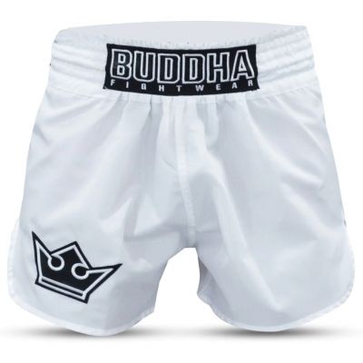 Buddha Tradicional Muay Thai Short Old School Nylon Blanc