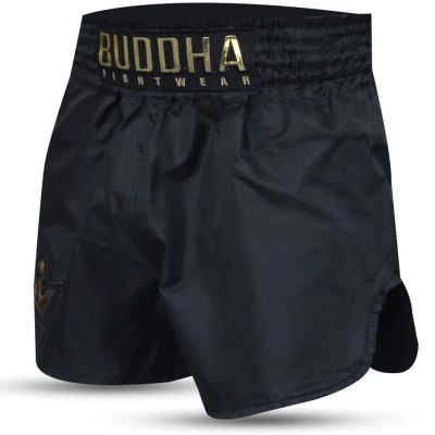 Buddha Tradicional Muay Thai Short Old School Rip Stop Noir-Or