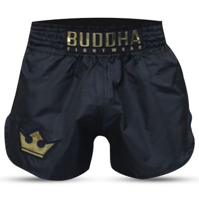 Buddha Tradicional Muay Thai Short Old School Rip Stop Noir-Or