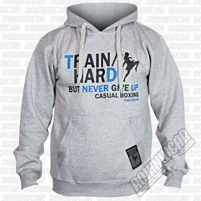 Casual Boxing Train Hard Hoodie Grå