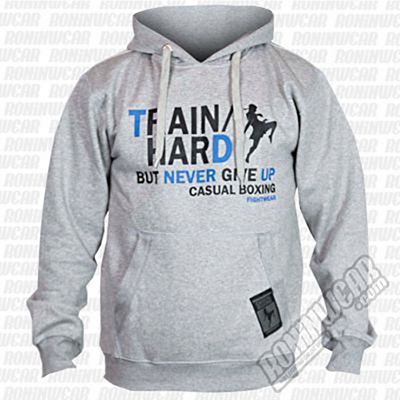 Casual Boxing Train Hard Hoodie Grigio