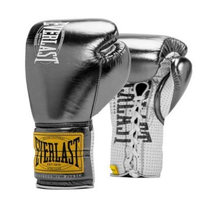 Everlast 1910 Fight Boxing Gloves Laces Metallic Ezüst