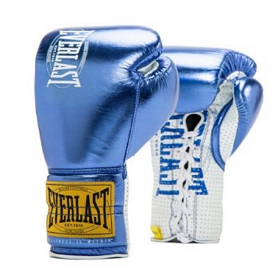 Everlast 1910 Fight Boxing Gloves Laces Metallic Kék