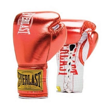 Everlast 1910 Fight Boxing Gloves Laces Metallic Rosso