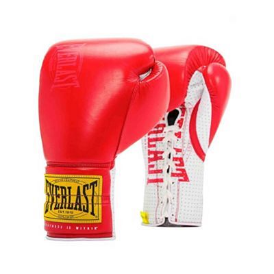 Everlast 1910 Pro Sparring Boxing Gloves Laces Piros