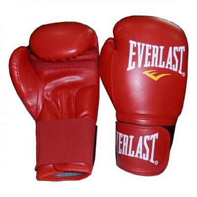 Everlast Leather/PU Training Boxing Gloves Red