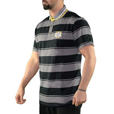 Everlast Mens Cotton Stripe Polo Grigio-Nero