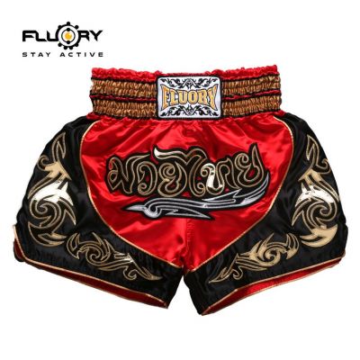 Fluory Muay Thai Short MTSF12 Rot-Gold