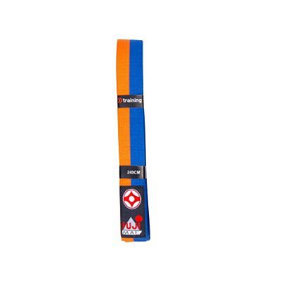 FUJIMAE Bicolor Kyokushin Karate Kids Belt Orange-Blau