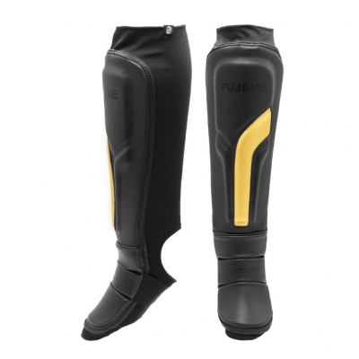 FUJIMAE Espinilleras Con Empeine Sparring 2 Primeskin Fekete-Sárga