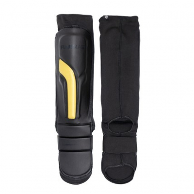 FUJIMAE Espinilleras Con Empeine Sparring 2 Primeskin Fekete-Sárga