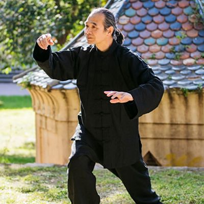 FUJIMAE Linen Kung Fu Jacket Noir