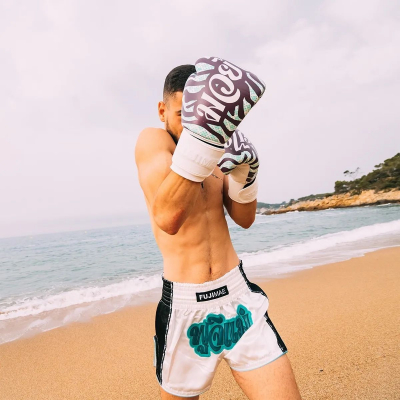 Guantes de Boxeo FUJIMAE SakYant 2 Piel Blanco-Morado
