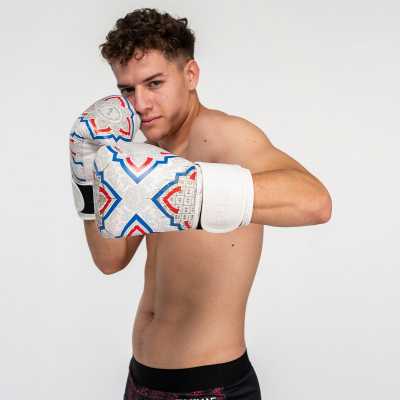 Guantes de Boxeo FUJIMAE SakYant 2 Piel Blanco-Rojo